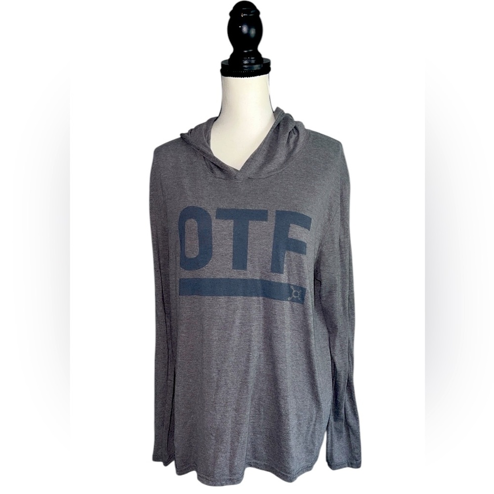 Orange Theory Fitness OTF Gray athletic Top with hood